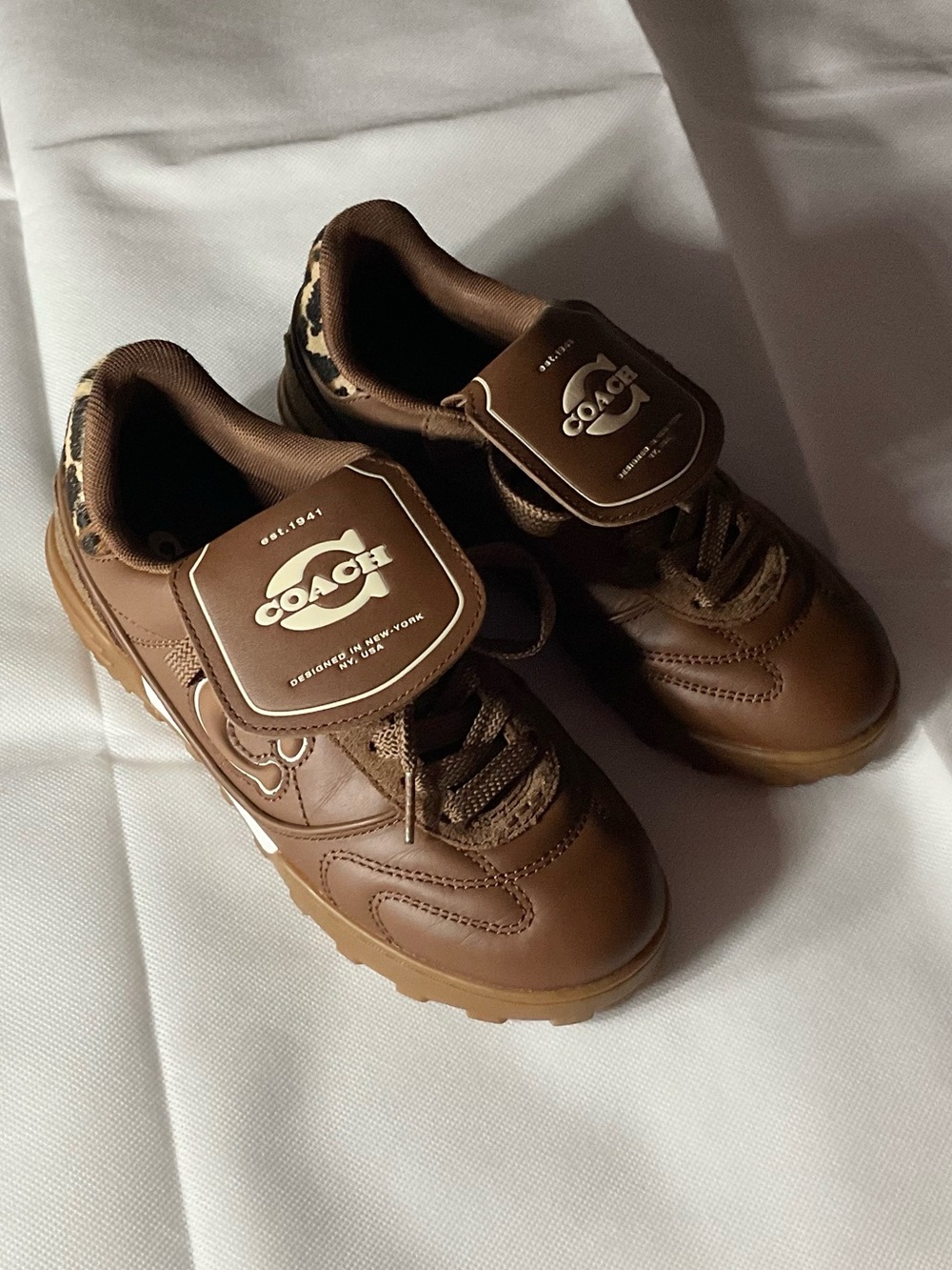 Coach Match Sneaker With Leopard Trim